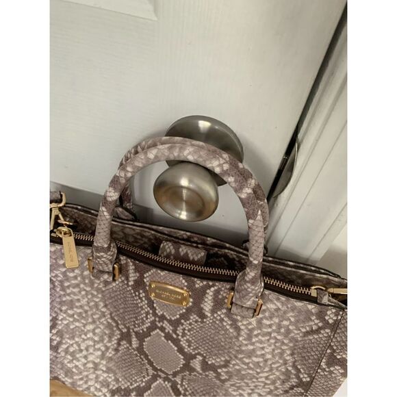 Michael Kors Beige Python Embossed Leather Satchel - Picture 8 of 8